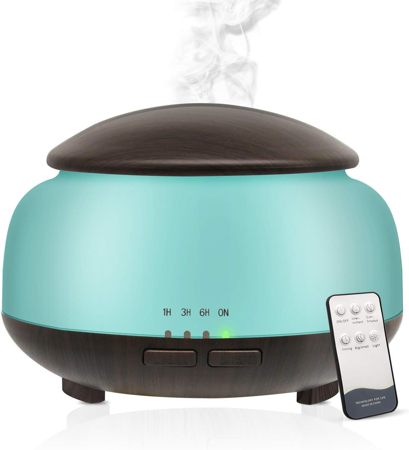 Essential Oil Diffuser, Aromatherapy Diffuser with Remote Control,300Ml Aroma Ultrasonic Nebulizing Cool Mist Humidifier,7 Color Mood Lights & Waterless Auto-Off for Home Office Gift,Dark Wood