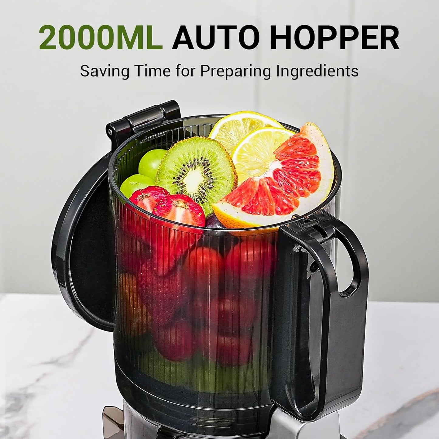 Juicer Machines, 5.3-Inch Self-Feeding Masticating Juicer Fit Whole Fruits & Vegetables, Cold Press Electric Juicer Machines with High Juice Yield, Easy Cleaning, BPA Free, 250W-Silver