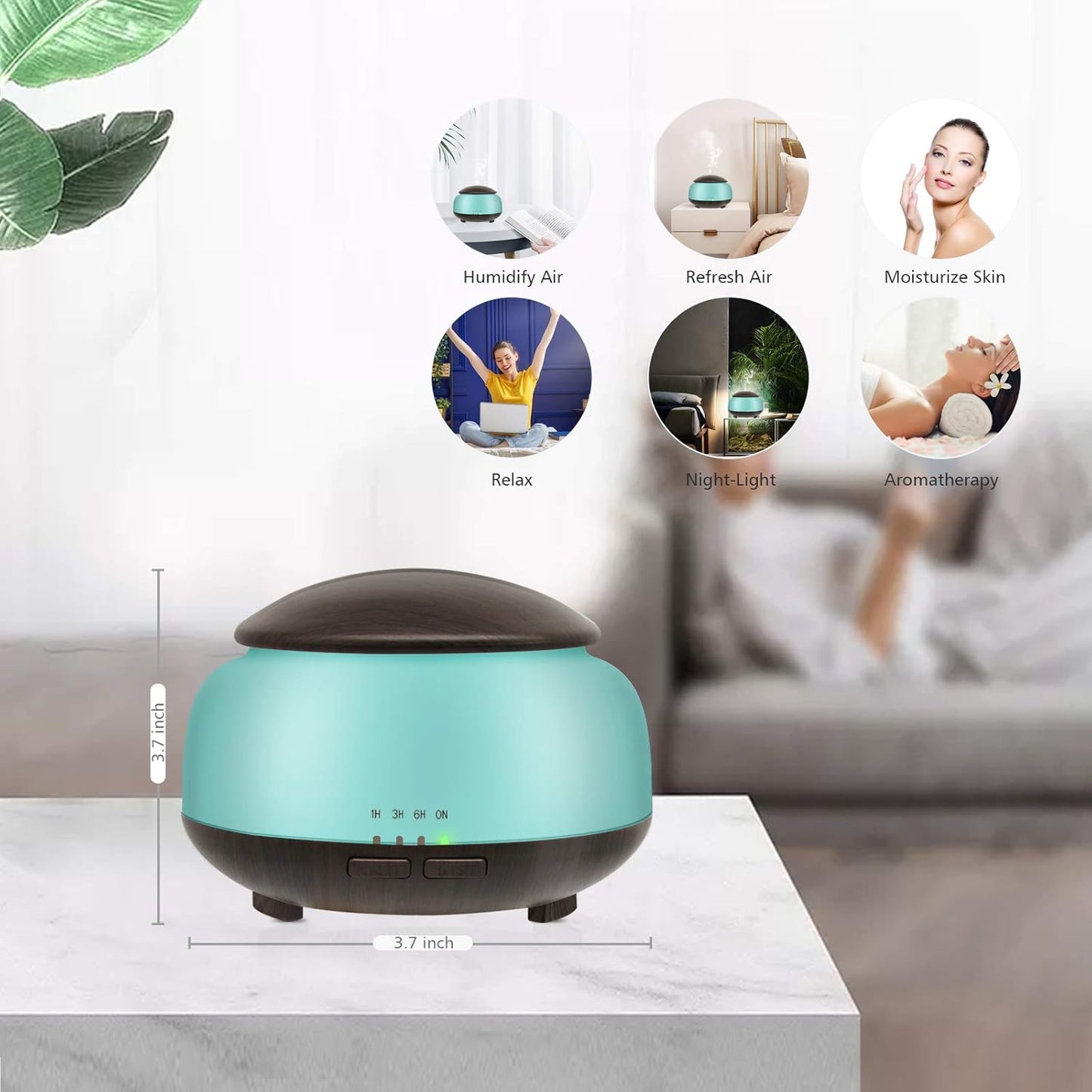 Essential Oil Diffuser, Aromatherapy Diffuser with Remote Control,300Ml Aroma Ultrasonic Nebulizing Cool Mist Humidifier,7 Color Mood Lights & Waterless Auto-Off for Home Office Gift,Dark Wood