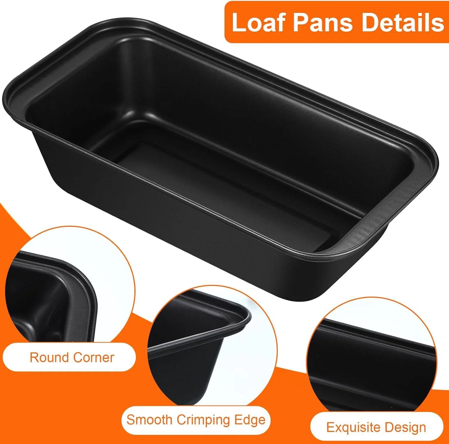 Loaf Pan, 3-Piece Nonstick Bread Pan for Baking, 8X4 in Carbon Steel Bread Loaf Pan, Oven-Safe, Easy Clean, Perfect for Homemade Bread and Pound Cakes