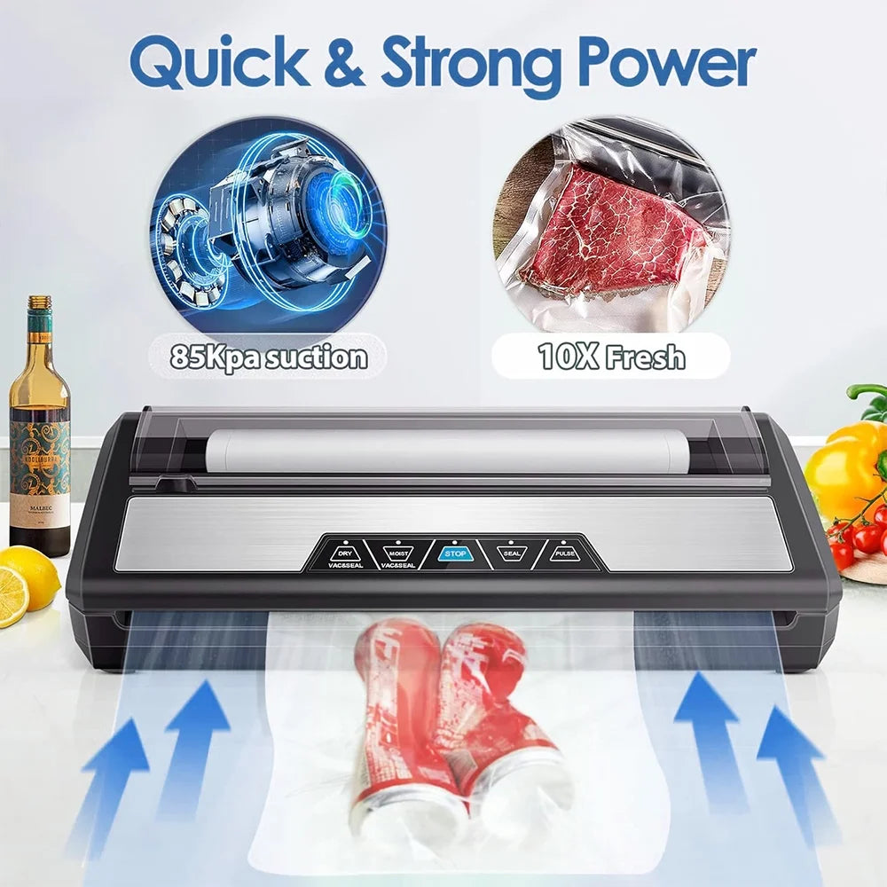 Vacuum Sealer Machine, Automatic Food Sealing Machine with Vacuum Rolls Bags, Easy to Clean, for Sous Vide Food Saver