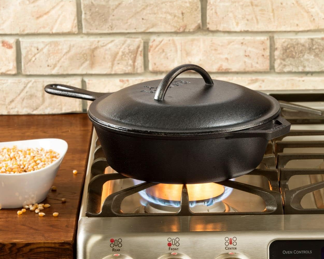 Pre-Seasoned 2-In-1 Cast Iron Combo Cooker - 3.2 Quart Deep Pot Cooker + 10.25 Inch Frying Pan - Use in the Oven, on the Stove, Grill, or over a Campfire - Use to Sear, Sauté, Broil, Fry- Black