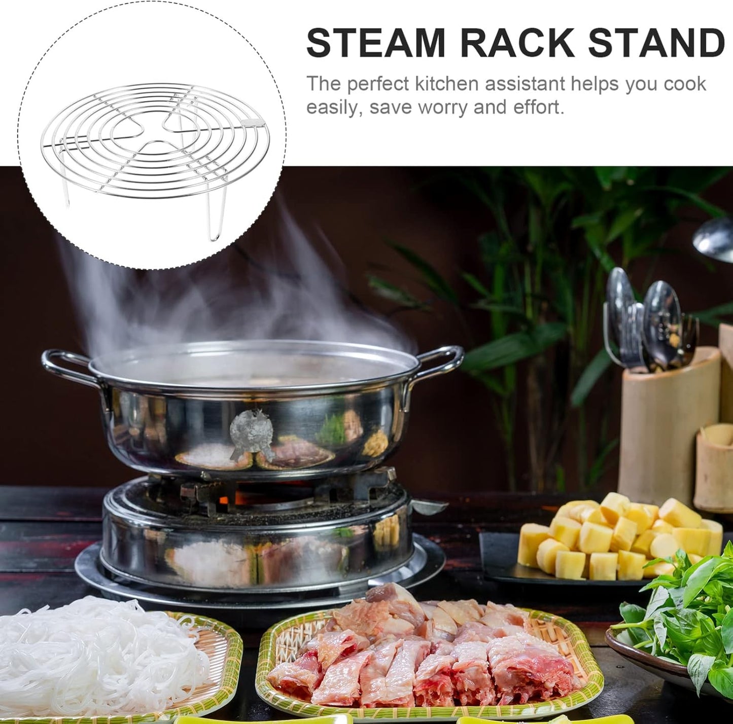 Steam Rack Microwave Stand round Cooking Rack Stainless Steel Steamer Rack Grilling Rack Canning Rack Cooling Rack for Baking Canning Cooking Bbq Grill Steam Cooking Rack