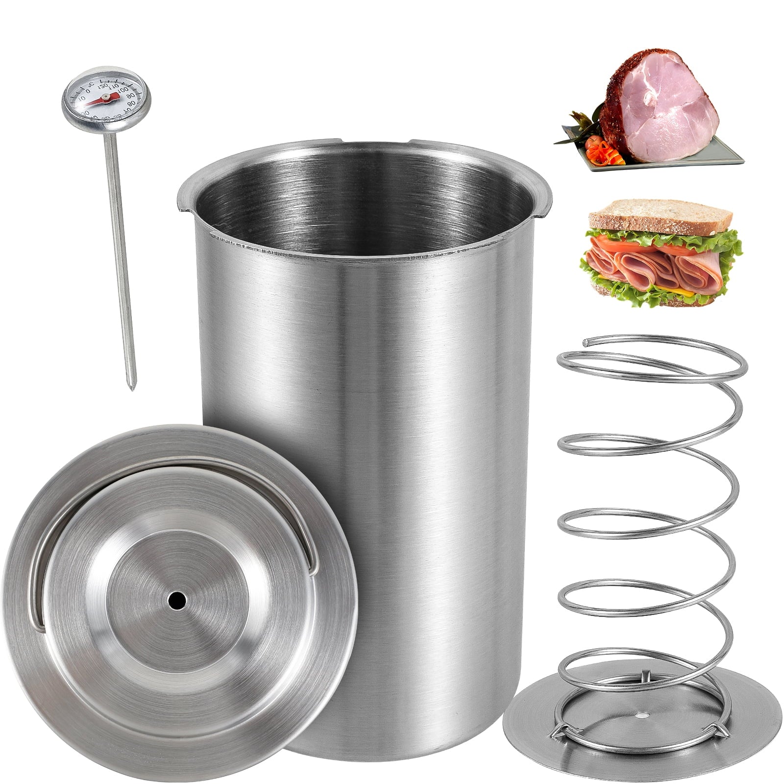 Stainless Steel Hamburger Patty Maker with Thermometer