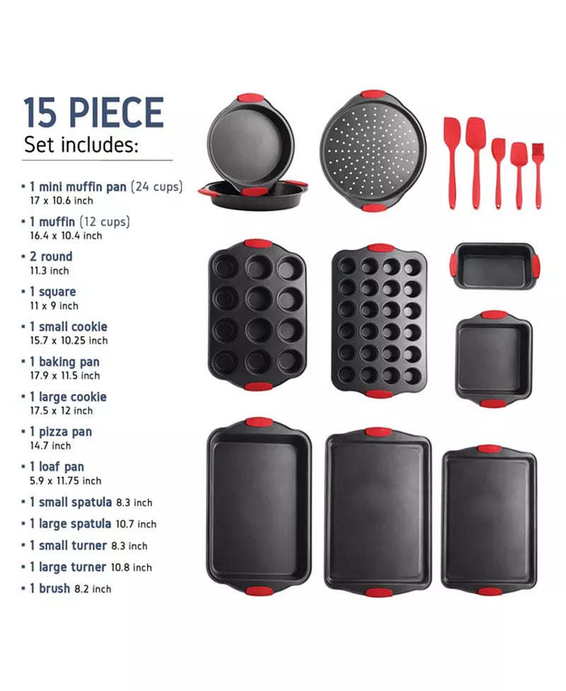 15 Piece Premium Nonstick Carbon Steel Complete Bakeware & Utensil Set