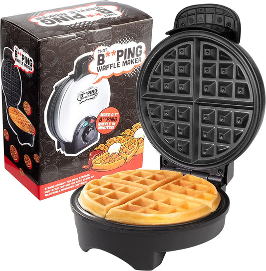 That BEEPING Waffle Maker- Personal 7" Belgian Waffler That BEEPS with Tone When Ready - Electric, Non Stick Griddle Iron W/Adjustable Browning Control- Make Breakfast Special