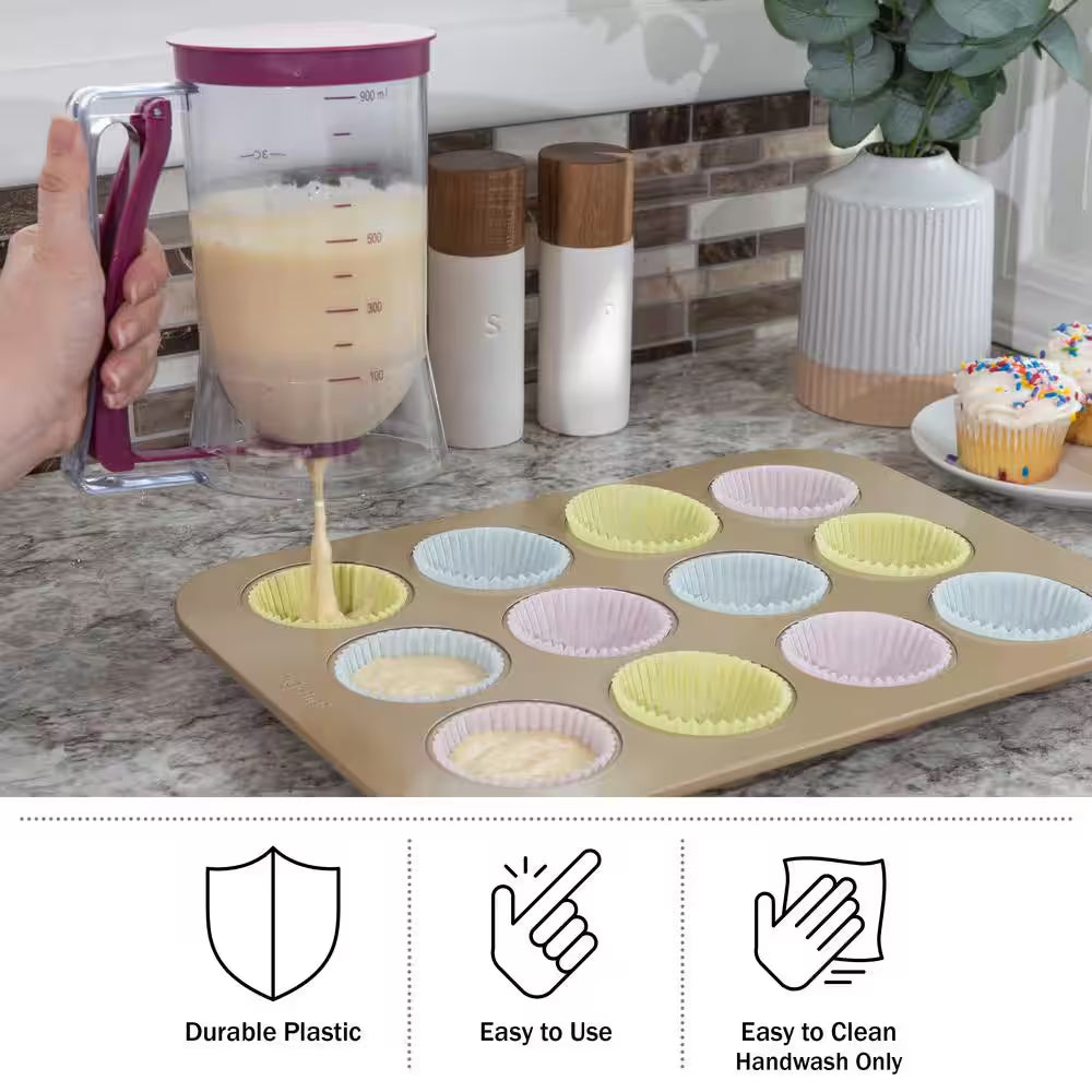 4-Cup Pancake Batter Dispenser Measuring Cup, Purple