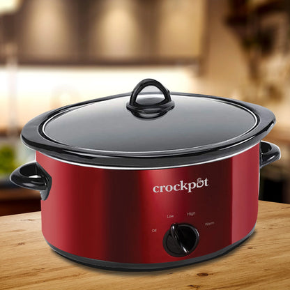 7 Quart Capacity Food Slow Cooker Home Cooking Kitchen Appliance, Red