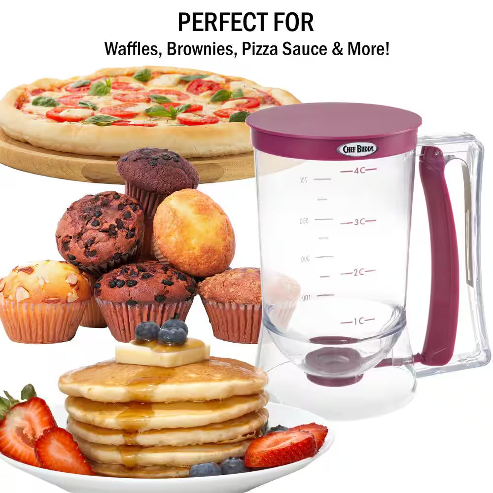 4-Cup Pancake Batter Dispenser Measuring Cup, Purple