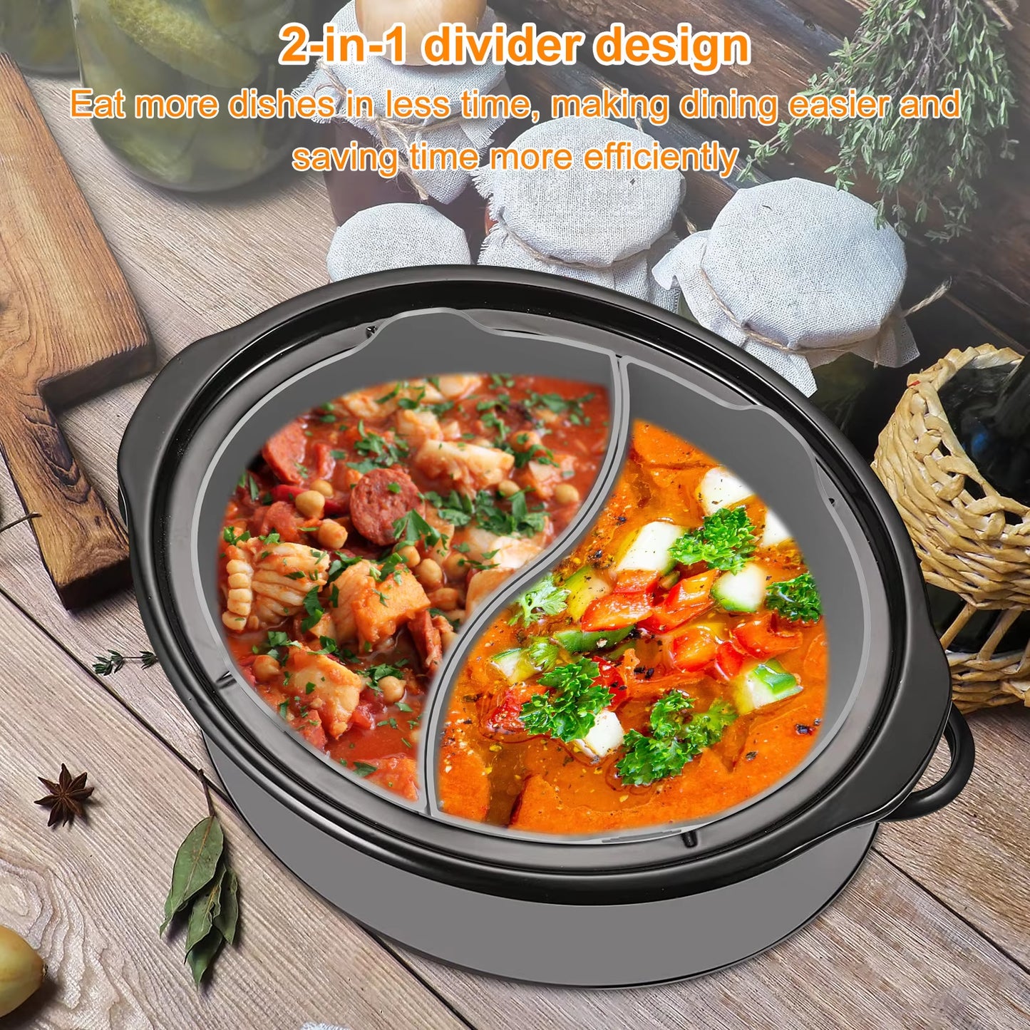 2/4Pcs Slow Cooker Divider Liner for 6 QT Pot Silicone Cooker Divider Insert Leakproof Slow Cooker Liner Heat for Cooking Pot