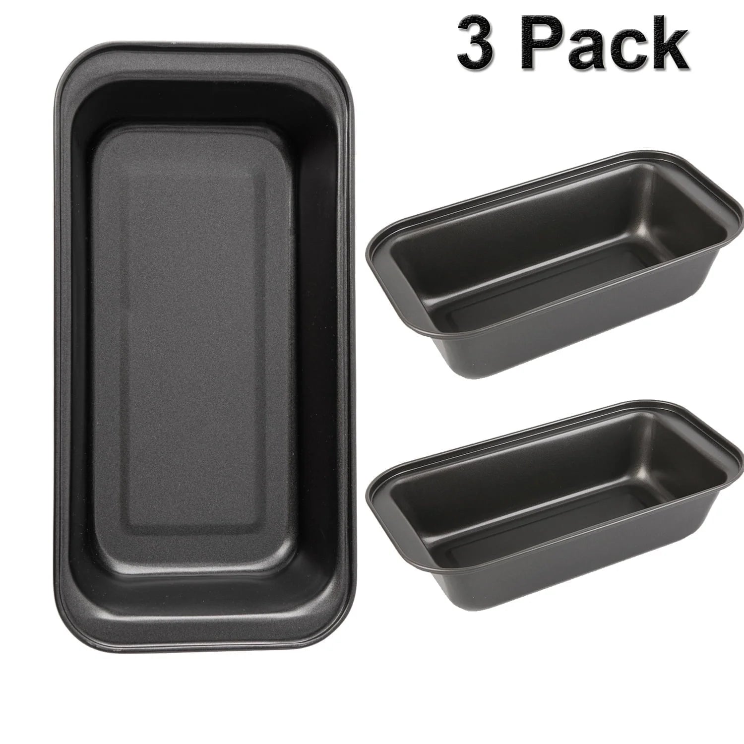 Loaf Pan, 3-Piece Nonstick Bread Pan for Baking, 8X4 in Carbon Steel Bread Loaf Pan, Oven-Safe, Easy Clean, Perfect for Homemade Bread and Pound Cakes