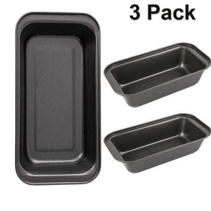 Loaf Pan, 3-Piece Nonstick Bread Pan for Baking, 8X4 in Carbon Steel Bread Loaf Pan, Oven-Safe, Easy Clean, Perfect for Homemade Bread and Pound Cakes