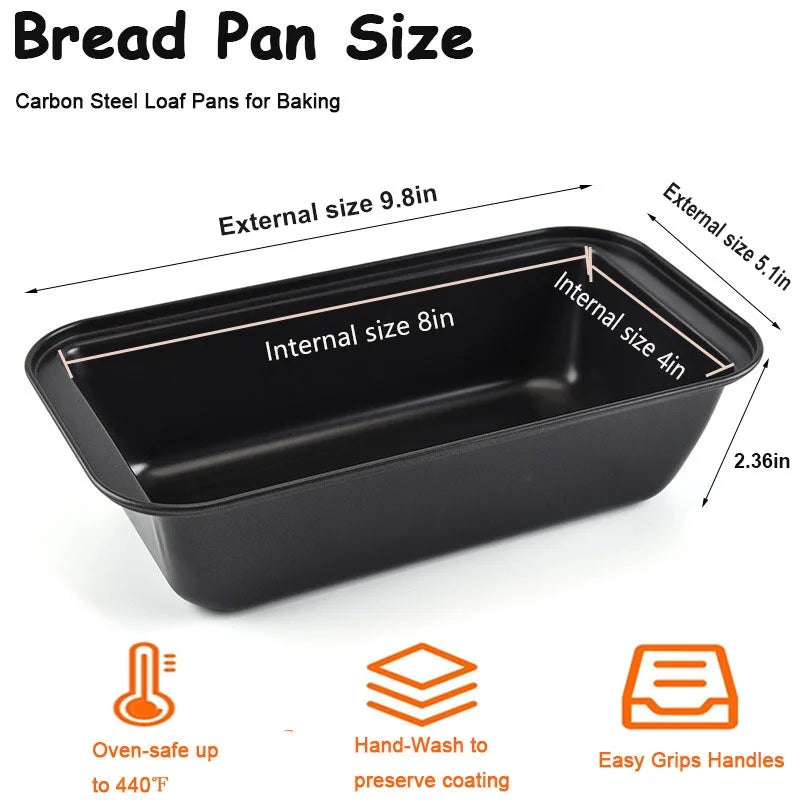 Loaf Pan, 3-Piece Nonstick Bread Pan for Baking, 8X4 in Carbon Steel Bread Loaf Pan, Oven-Safe, Easy Clean, Perfect for Homemade Bread and Pound Cakes