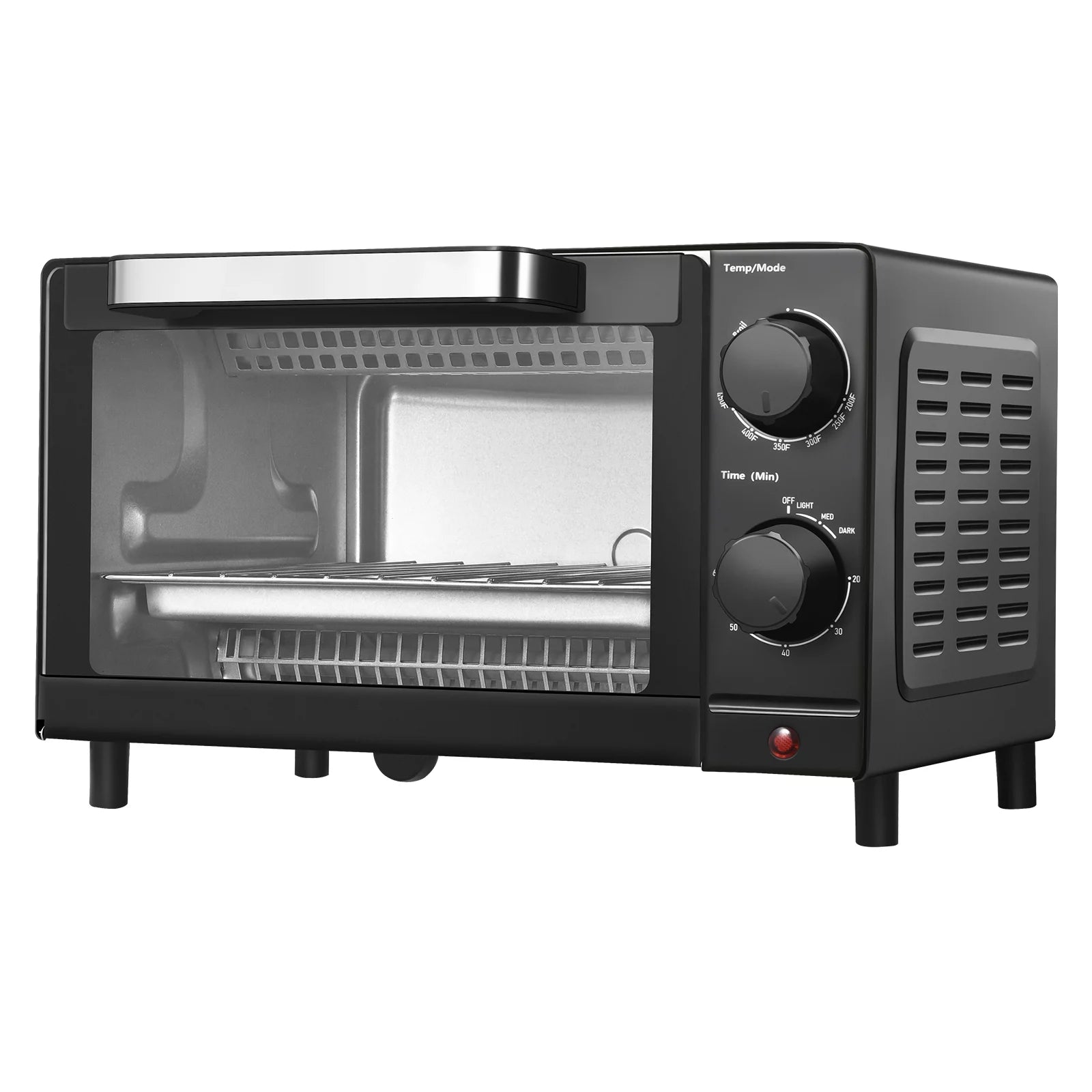 4 Slice Toaster Oven with 3 Setting, Baking Rack and Pan, Black, New