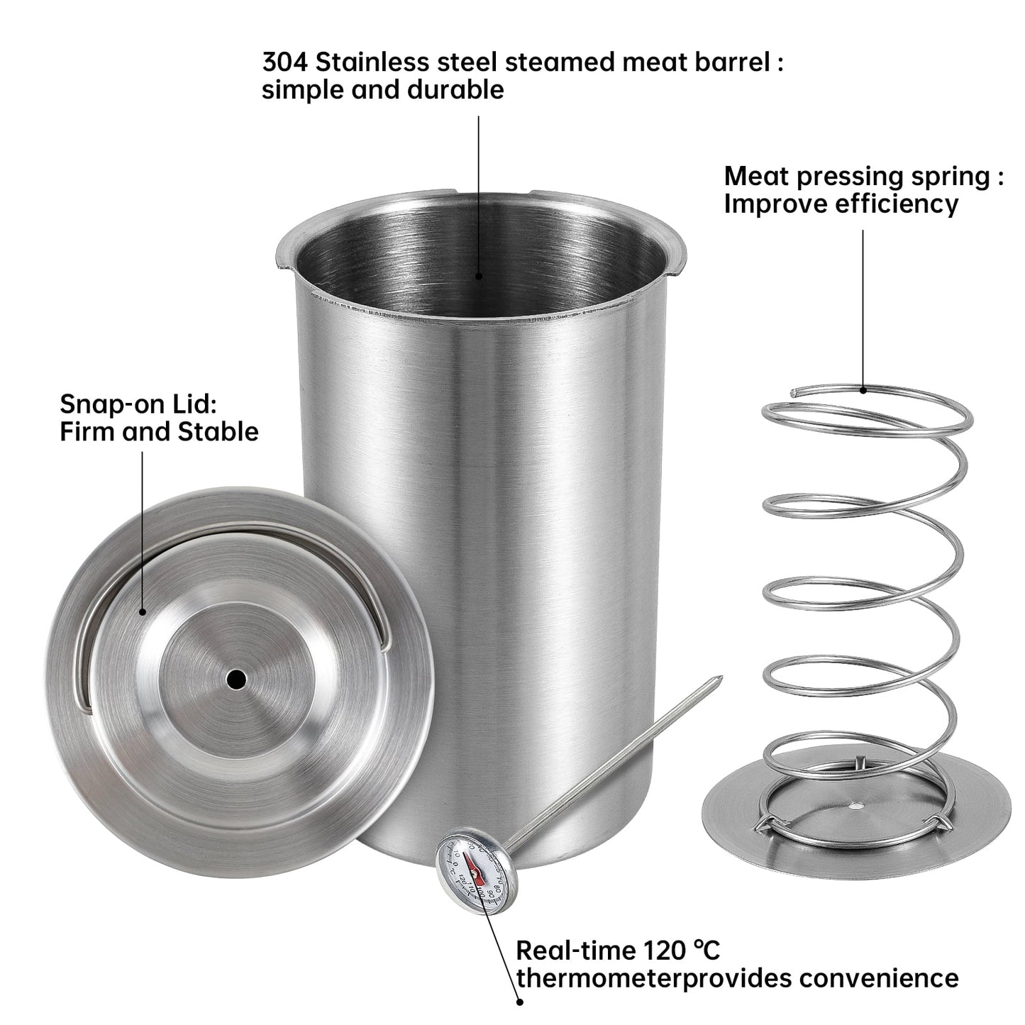 Stainless Steel Hamburger Patty Maker with Thermometer