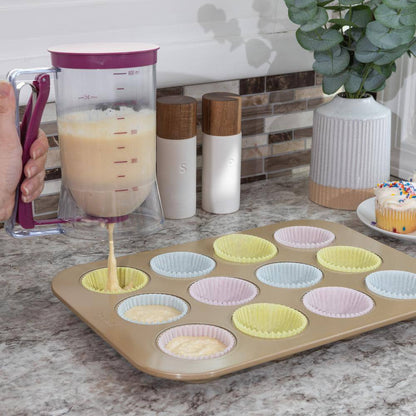 4-Cup Pancake Batter Dispenser Measuring Cup, Purple