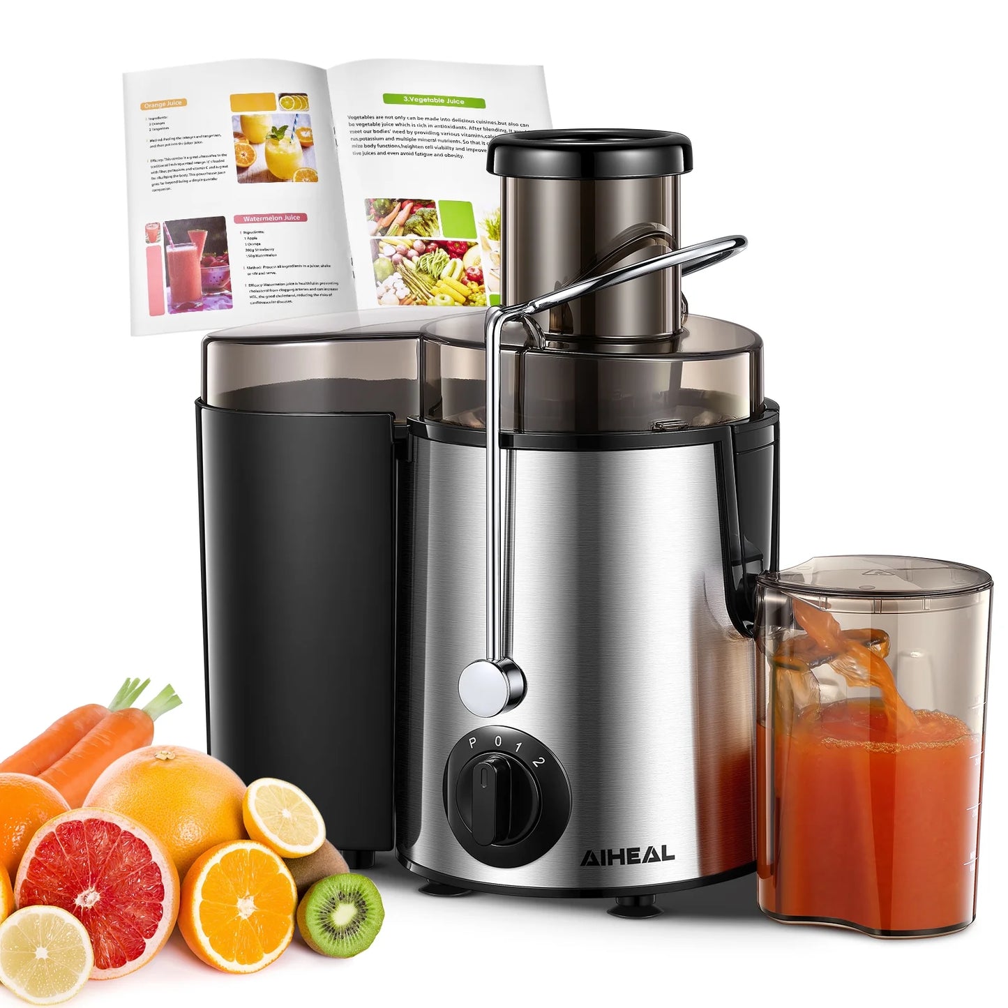 Juicer Machines Upgraded 400W Motor,Cleaning Brush and Recipe Included with 3 Speed Control