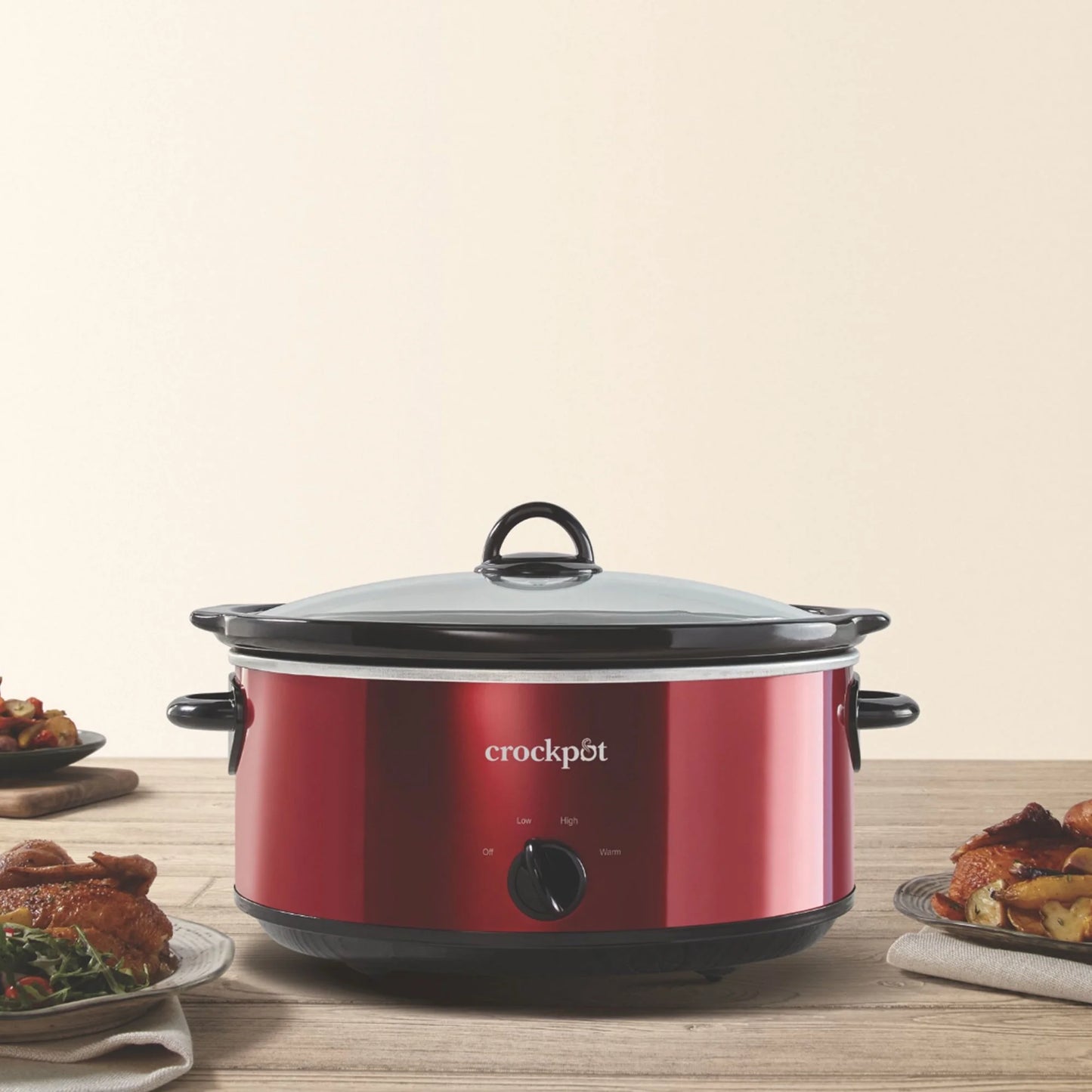 7 Quart Capacity Food Slow Cooker Home Cooking Kitchen Appliance, Red