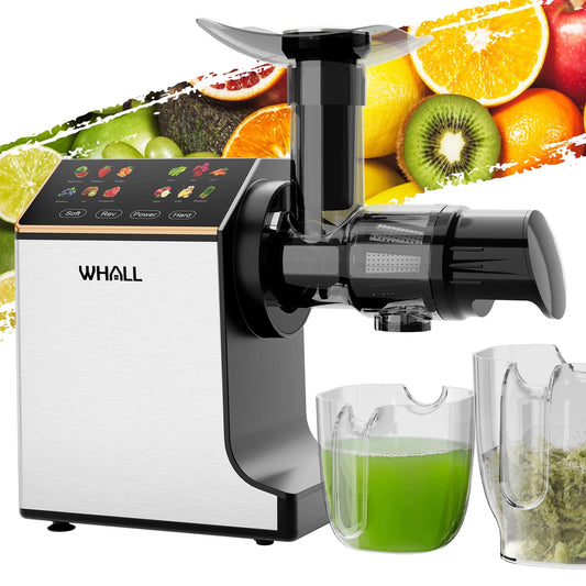 Masticating Slow Juicer Machine - Touchscreen Cold Press Juicer Machines with Quiet Motor & Reverse Function