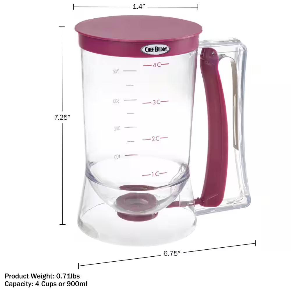 4-Cup Pancake Batter Dispenser Measuring Cup, Purple