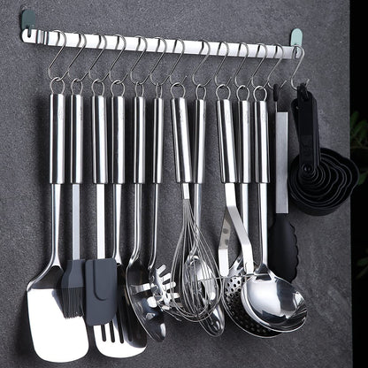 Kitchen Utensils Set 37 Pieces, Stainless Steel Cooking Utensils Set, Kitchen Gadgets Cookwarewith Hooks for Hanging Kitchen Tool Set