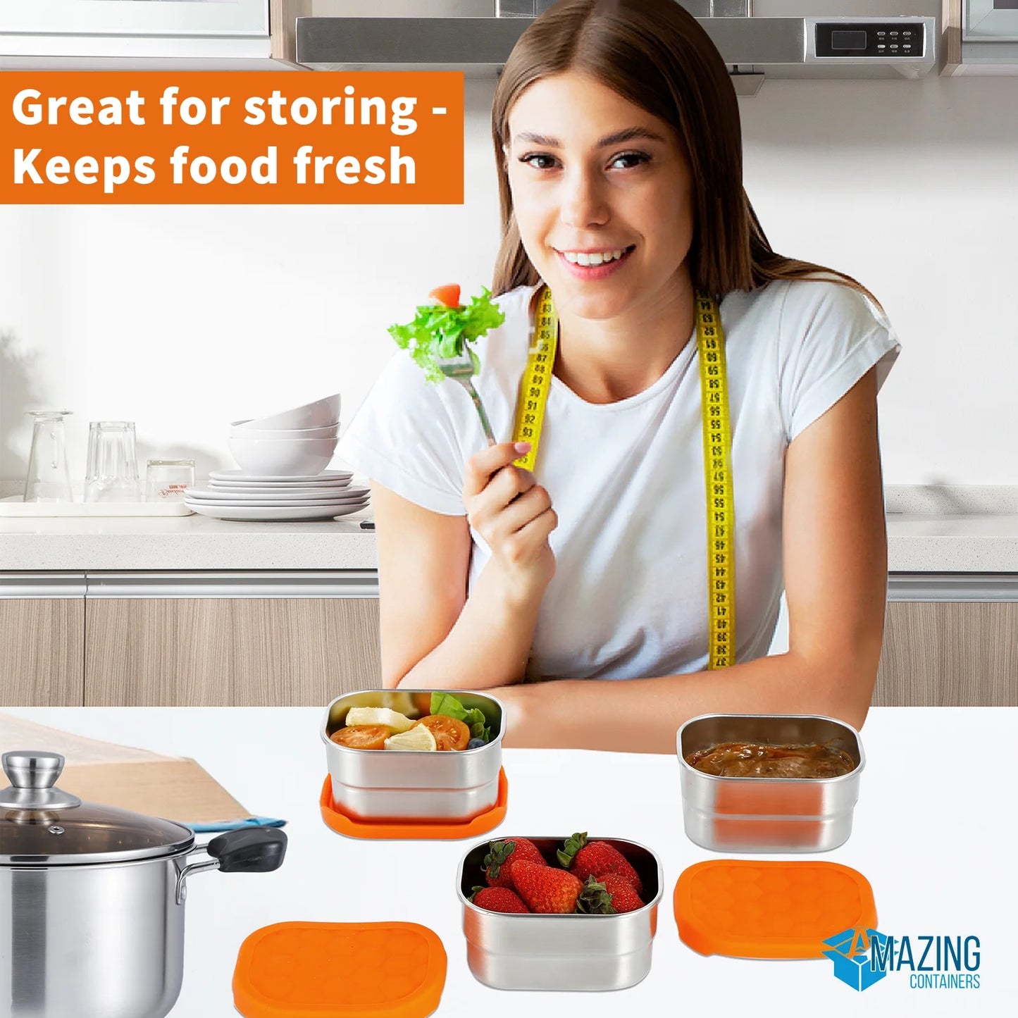 , Dips Condiment Containers, Stainless Steel Food Snack Containers for Kids | Leak Proof 304 Stainless Steel Food Containers with Silicone Lids - Set of 3 (8 Oz Each)