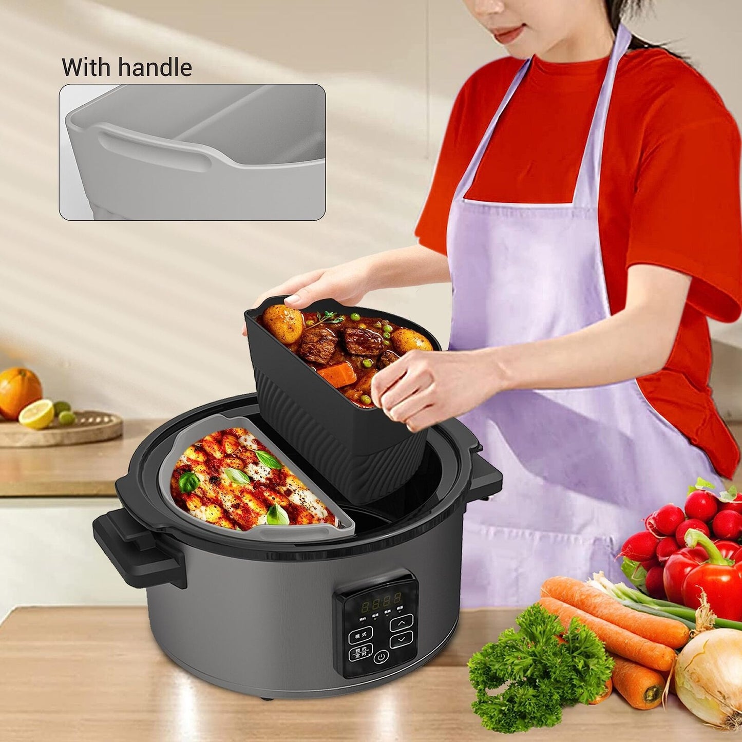 Silicone Slow Cooker Liners Compatible with 6-8Qt Crockpot and Slow Cooker