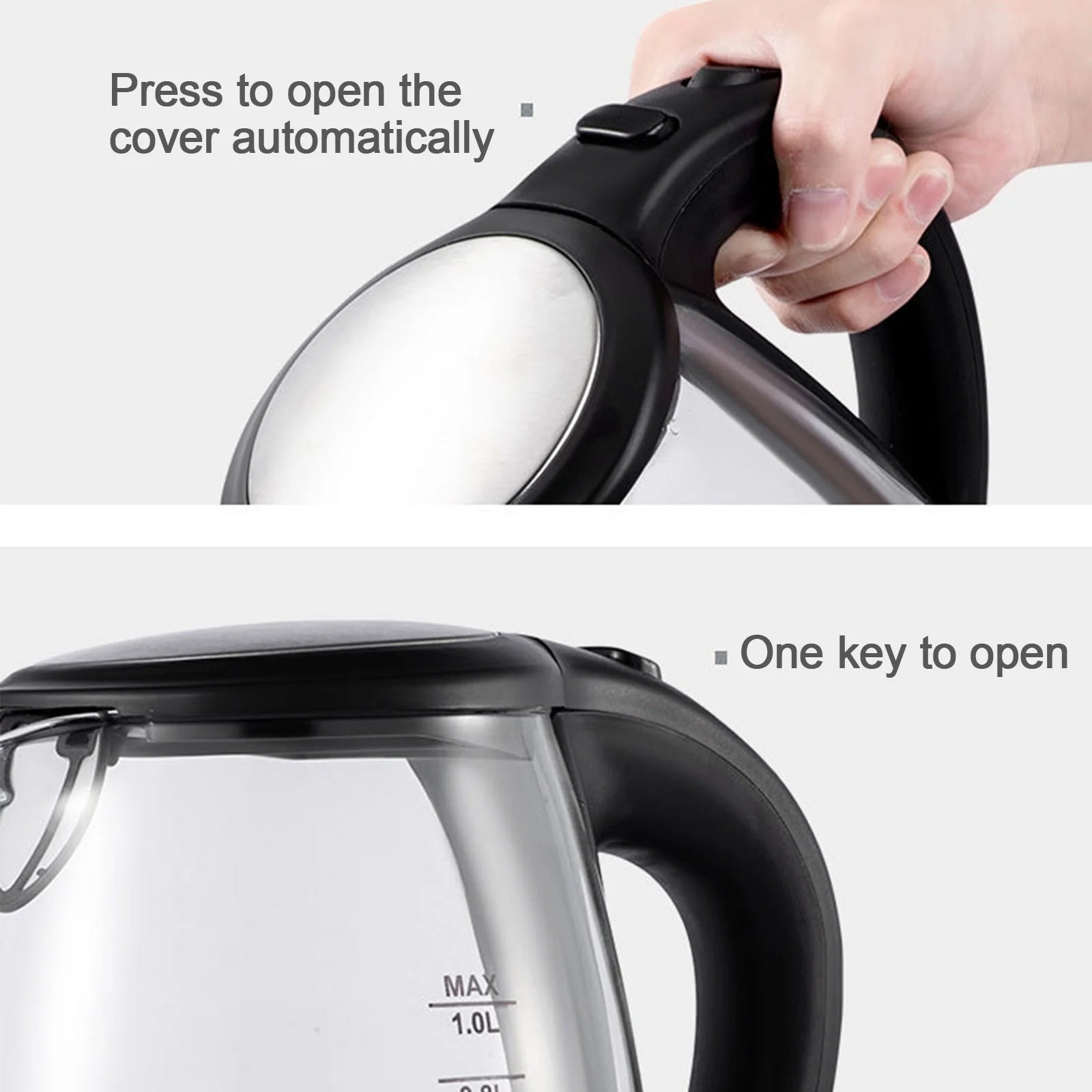 1000W High Borosilicate Glass Electric Kettle Home Water Kettle Auto Shut-Off Water Boiler