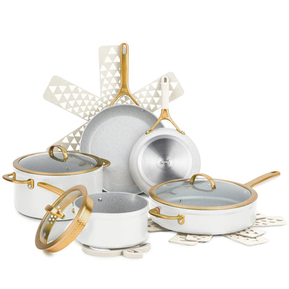 Supreme 12-Piece Cookware Set Non-Stick - Cream