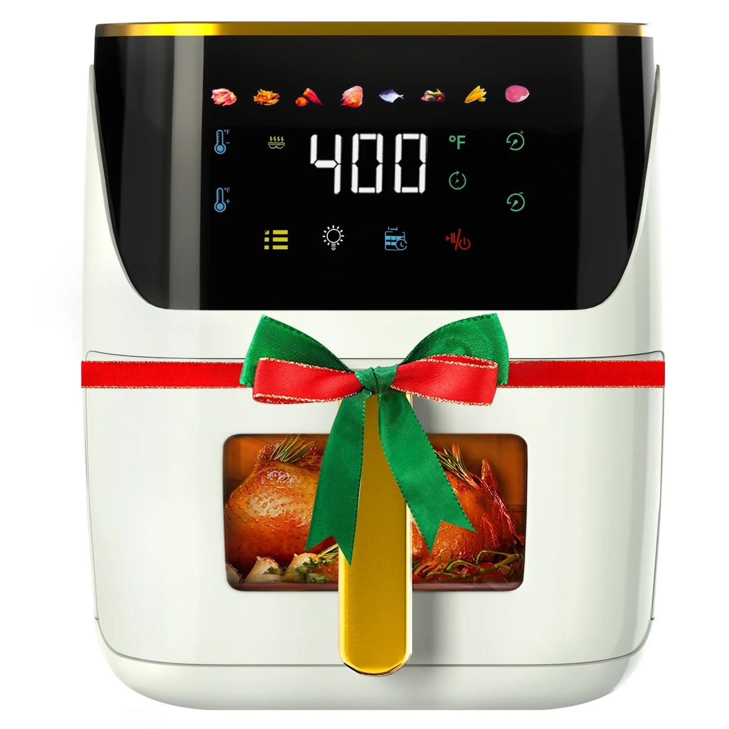 Newest Air Fryer Large 8.5 QT, White, 8 in 1 Touch Screen, Visible Window, 1750W