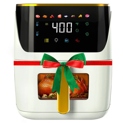 Newest Air Fryer Large 8.5 QT, White, 8 in 1 Touch Screen, Visible Window, 1750W