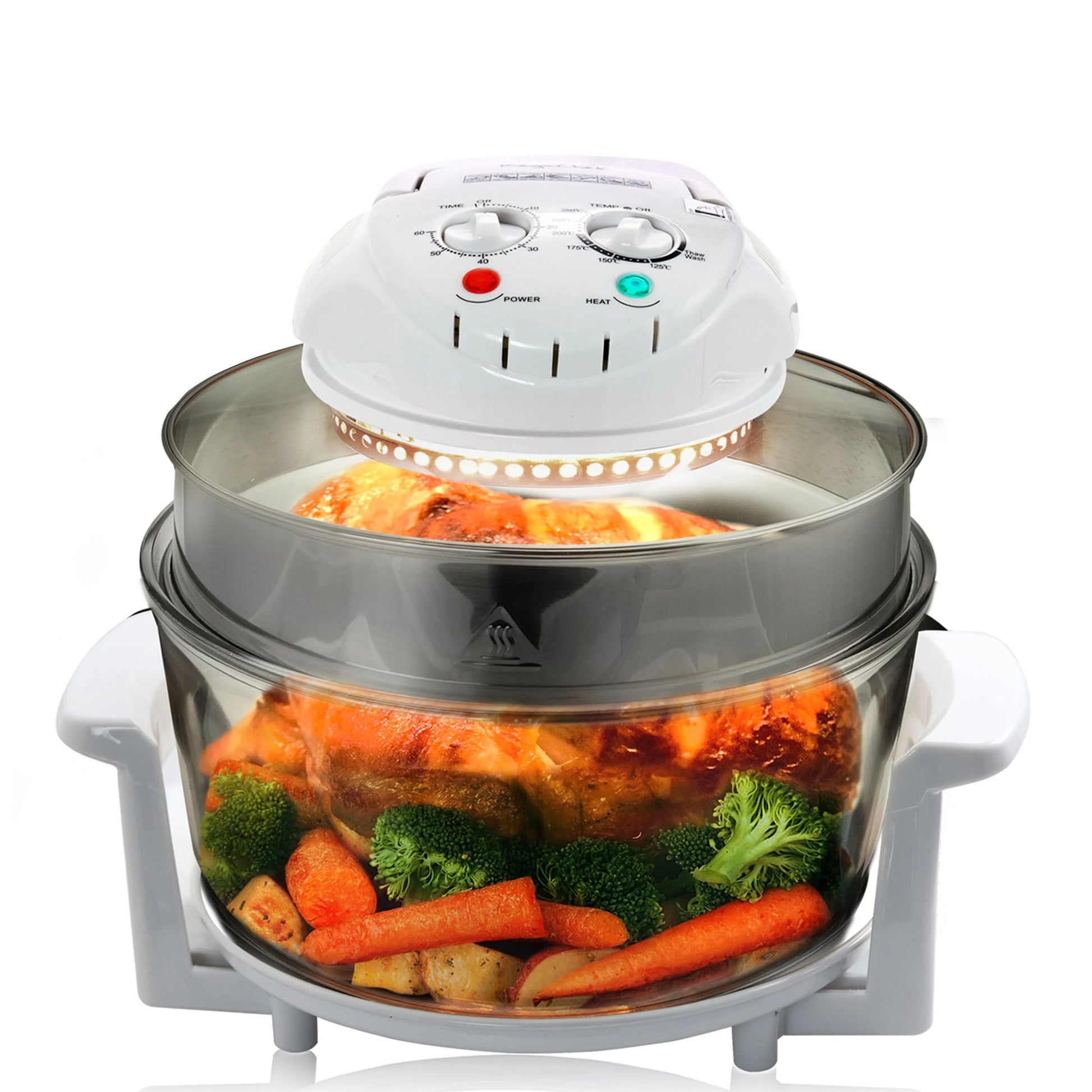 Multipurpose Countertop 14.25 Inch Halogen Oven Air Fryer/Rotisserie/Roaster in White