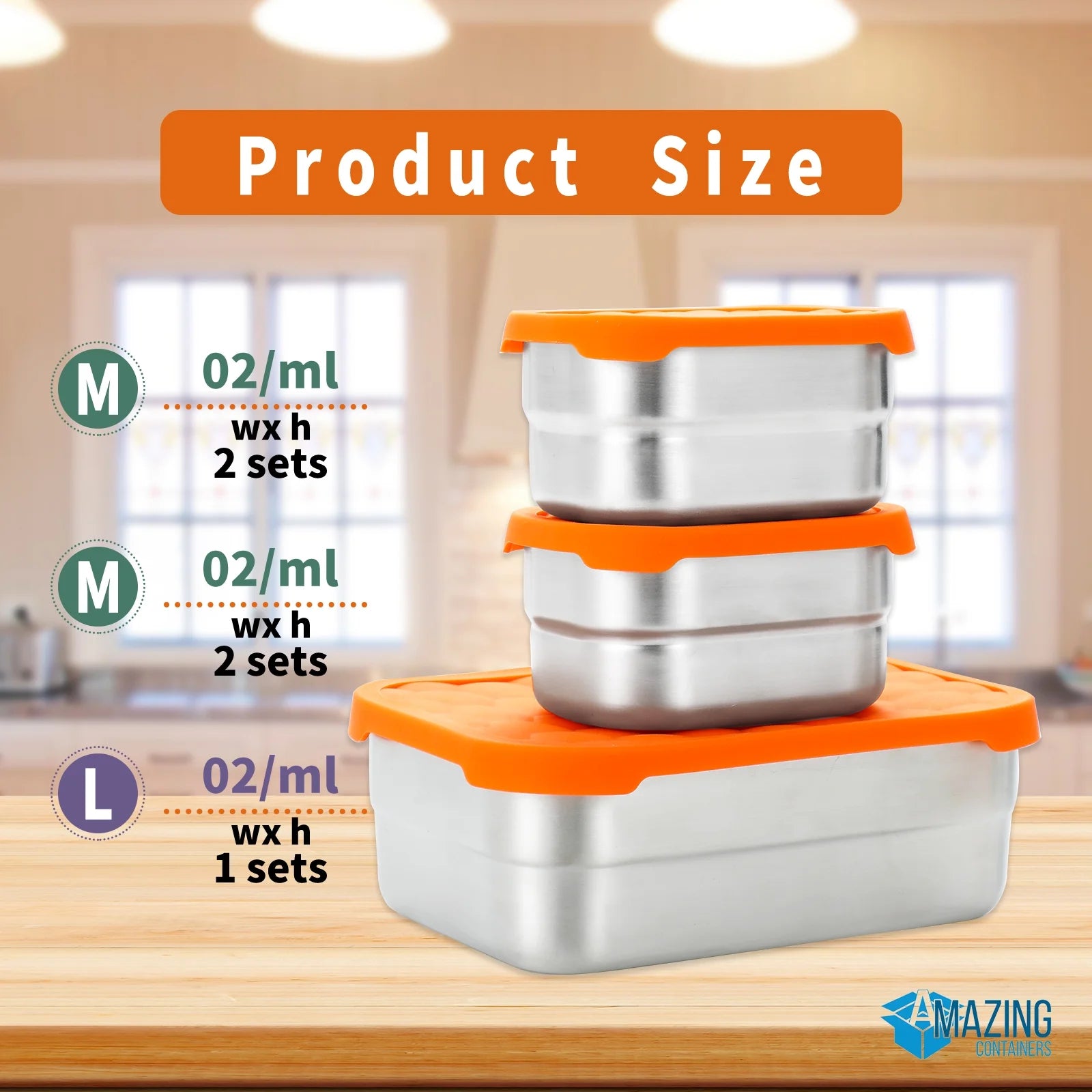 Stainless Steel Food Storage Containers with Lids, Leakproof Metal Lunch Box for Kids ,Fruits and Snack Containers for Kids - 3 Counts